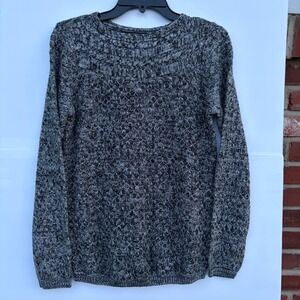 Croft & Barrow Womens Small Gray Black Marled Textured Knit Pullover Sweater